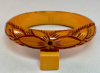 BB192 overdyed flower & leaf carved butterscotch bakelite bangle